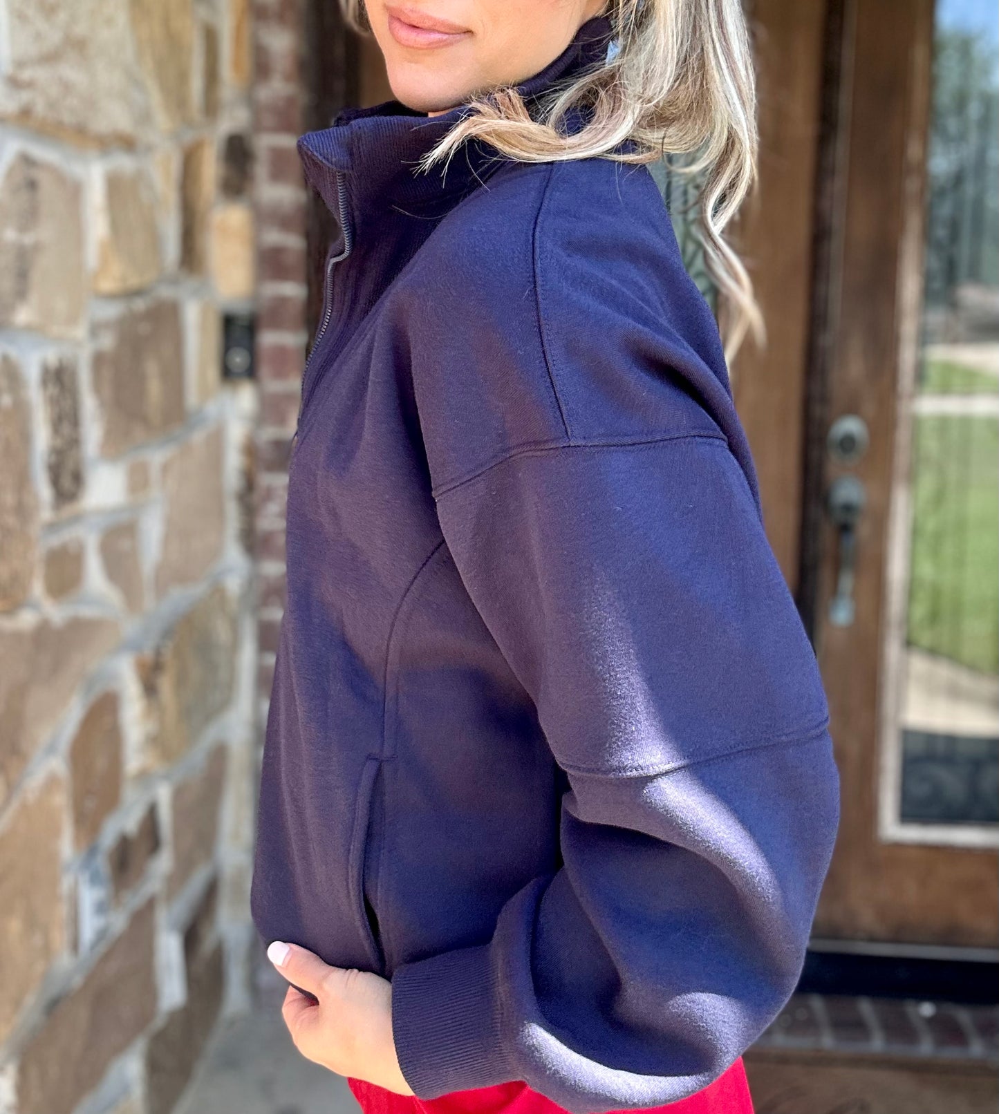 Drop Shoulder Half Zip