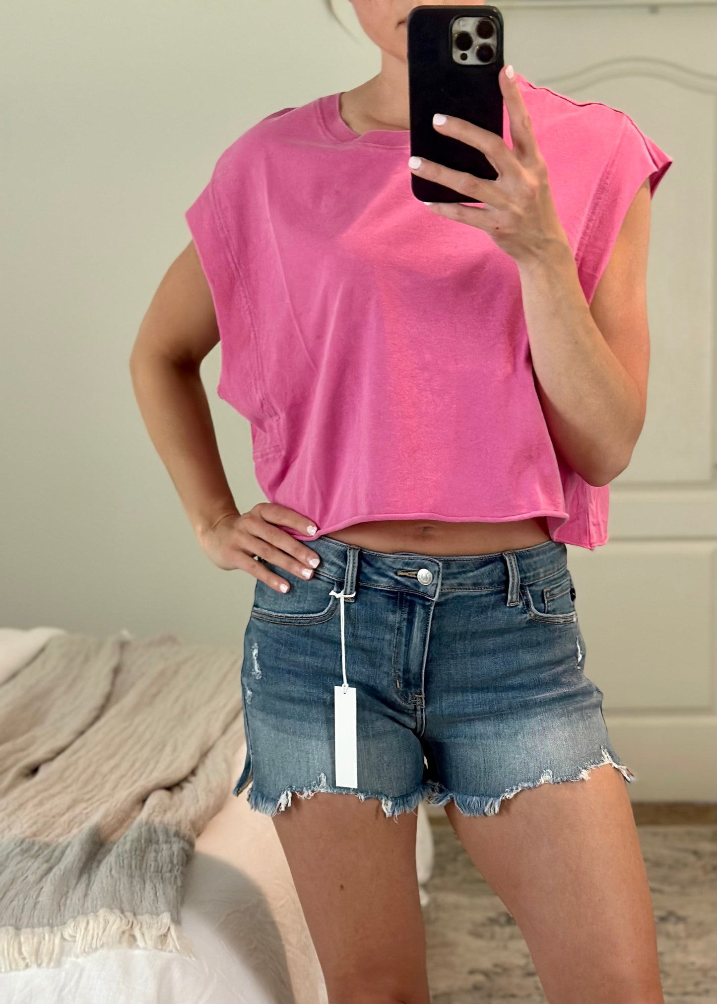 Hot Pink Boxy Crop