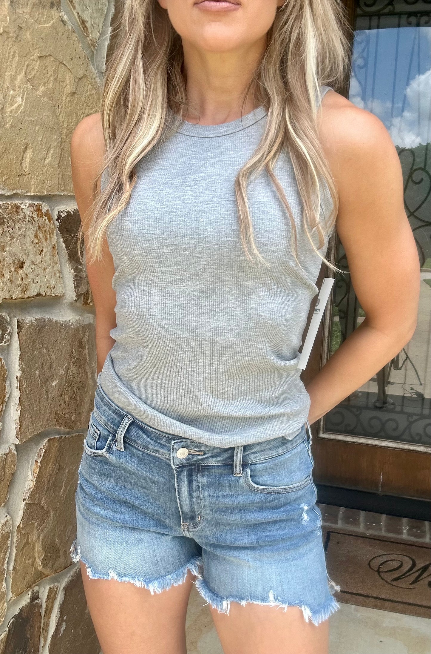 Mono B grey ribbed tank