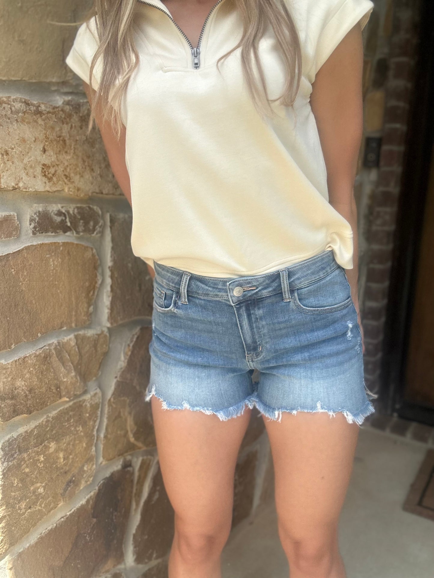 Cream half zip pullover