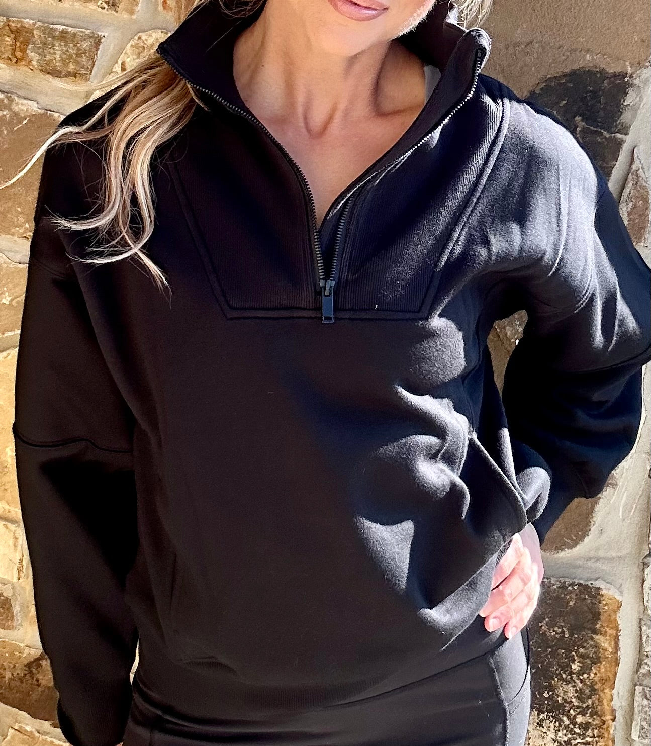 Drop Shoulder Half Zip