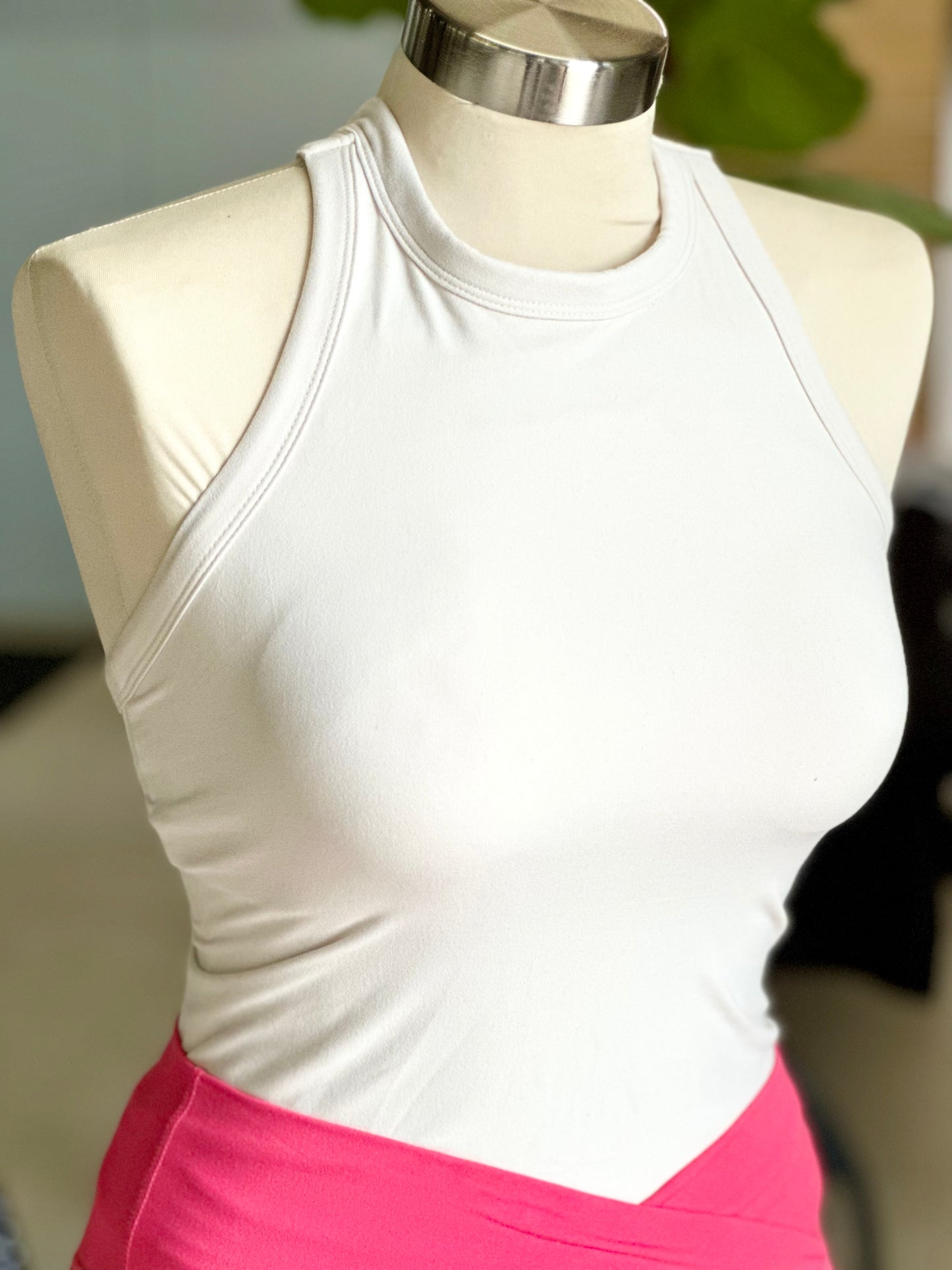 Pearl White Racer Tank