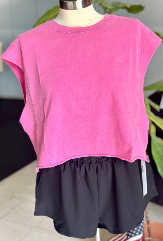Hot Pink Boxy Crop