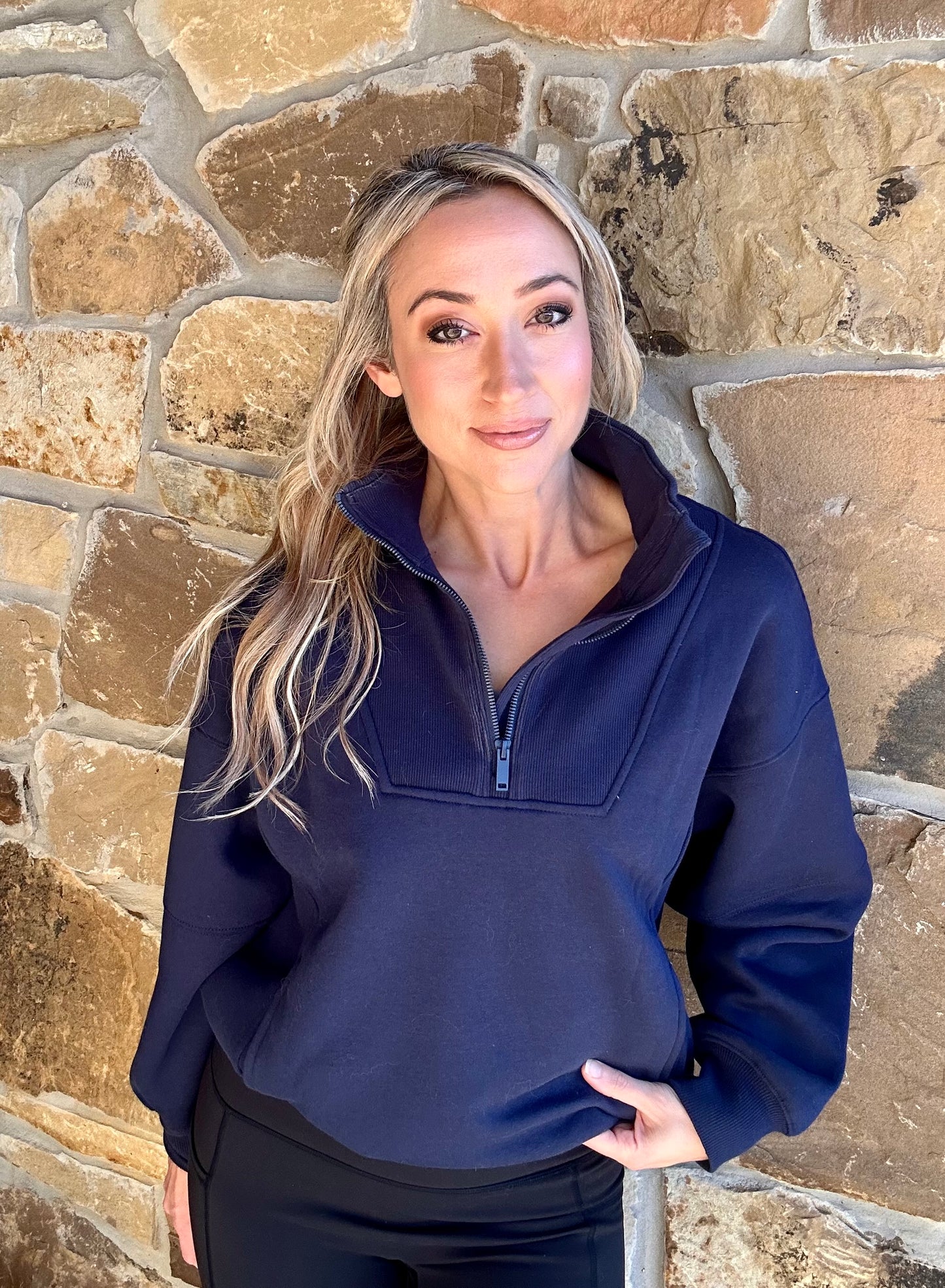 Drop Shoulder Half Zip