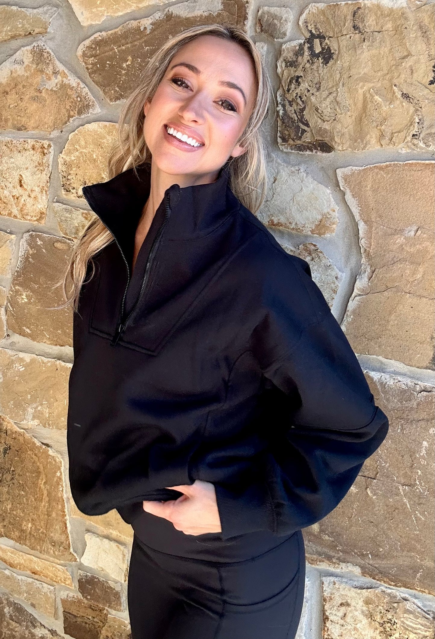 Drop Shoulder Half Zip