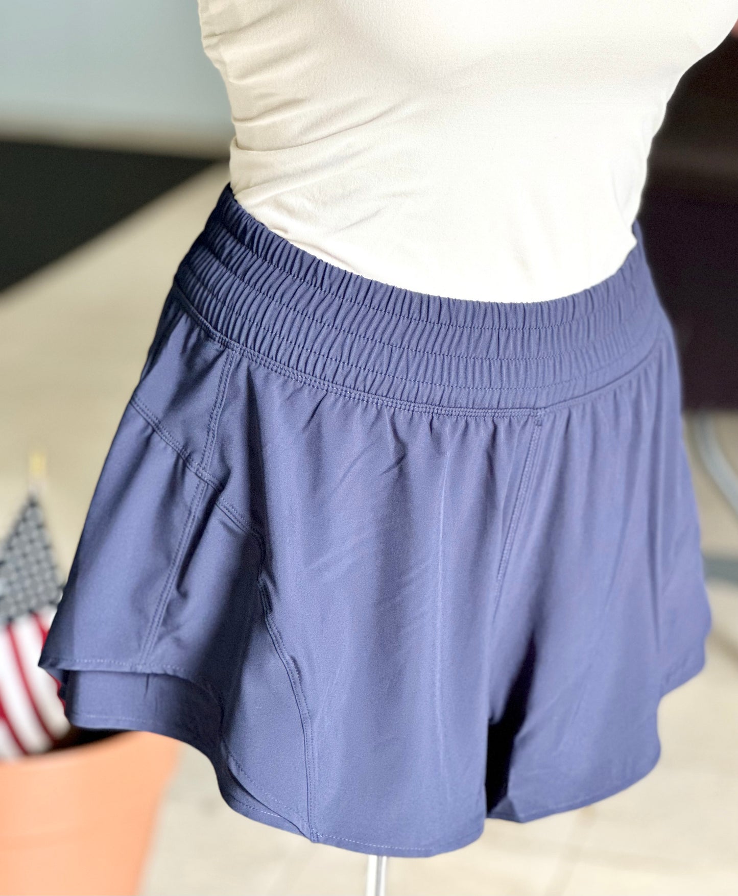Navy Flowy Track Short