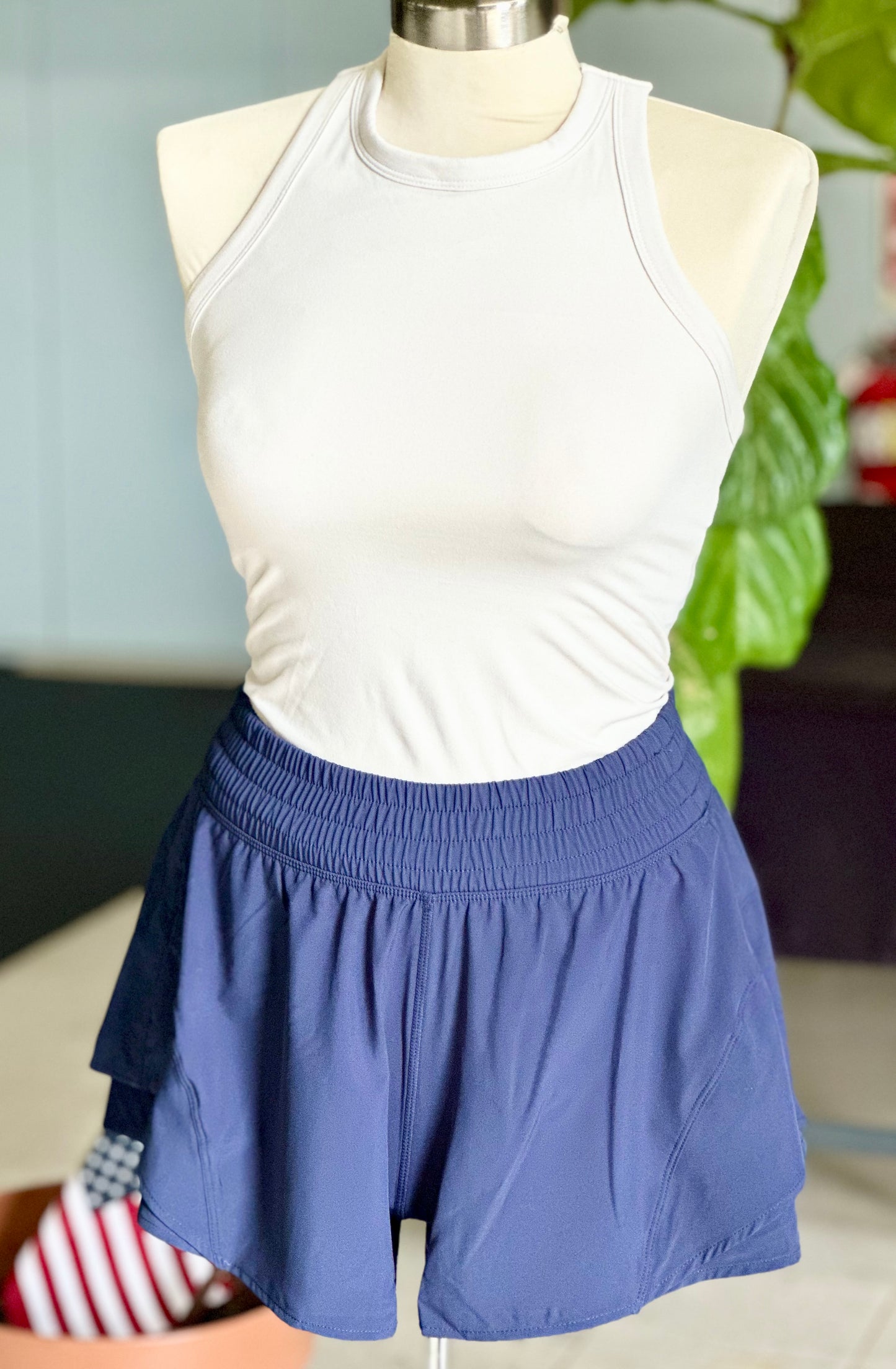 Navy Flowy Track Short